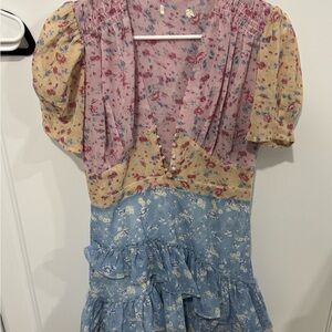 Floral Dress - Pink, Yellow, and Blue